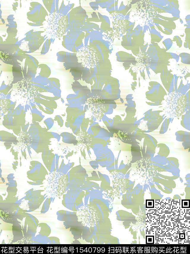 抽象花卉男装肌理数码印花华亿平台下载（图片编号: 1540799） - 瓦栏（Walan）