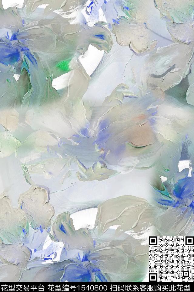 抽象油画花卉数码印花华亿平台下载（图片编号: 1540800） - 瓦栏（Walan）