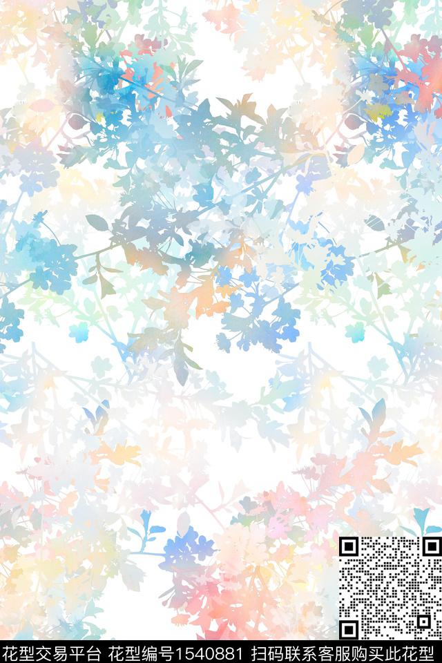 花卉剪影小碎花数码印花华亿平台下载（图片编号: 1540881） - 瓦栏（Walan）