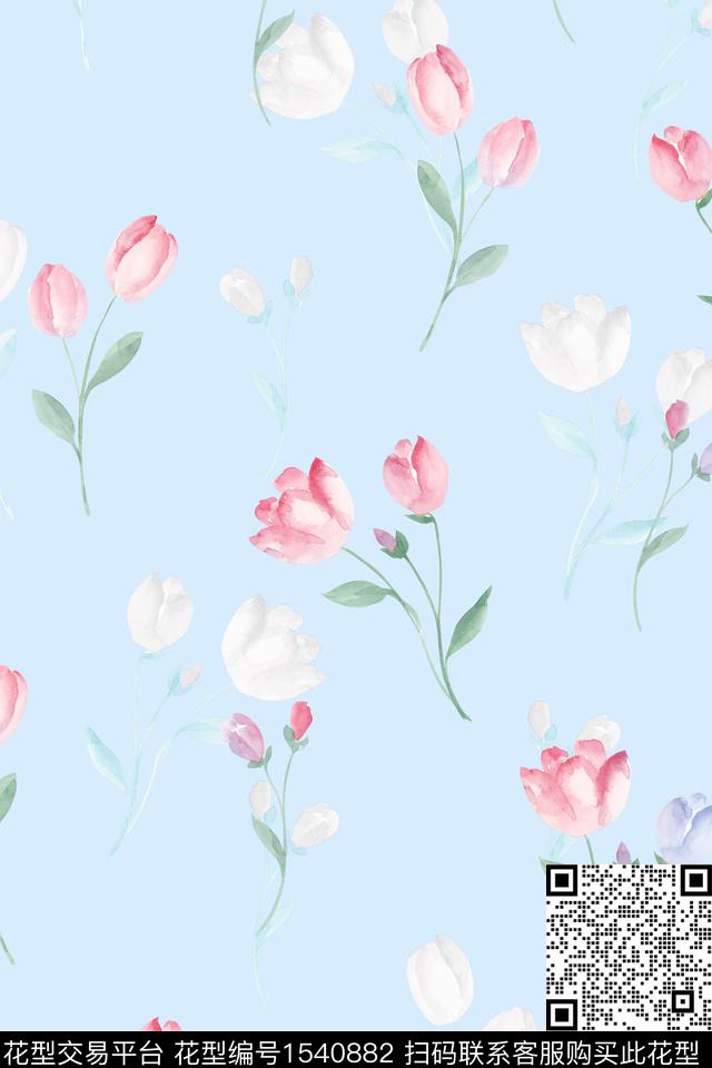 花卉小清新小碎花数码印花华亿平台下载（图片编号: 1540882） - 瓦栏（Walan）