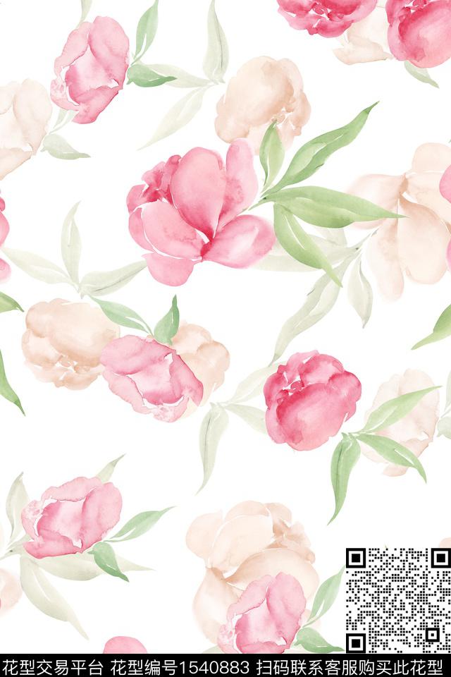 花卉清爽满版散花数码印花华亿平台下载（图片编号: 1540883） - 瓦栏（Walan）