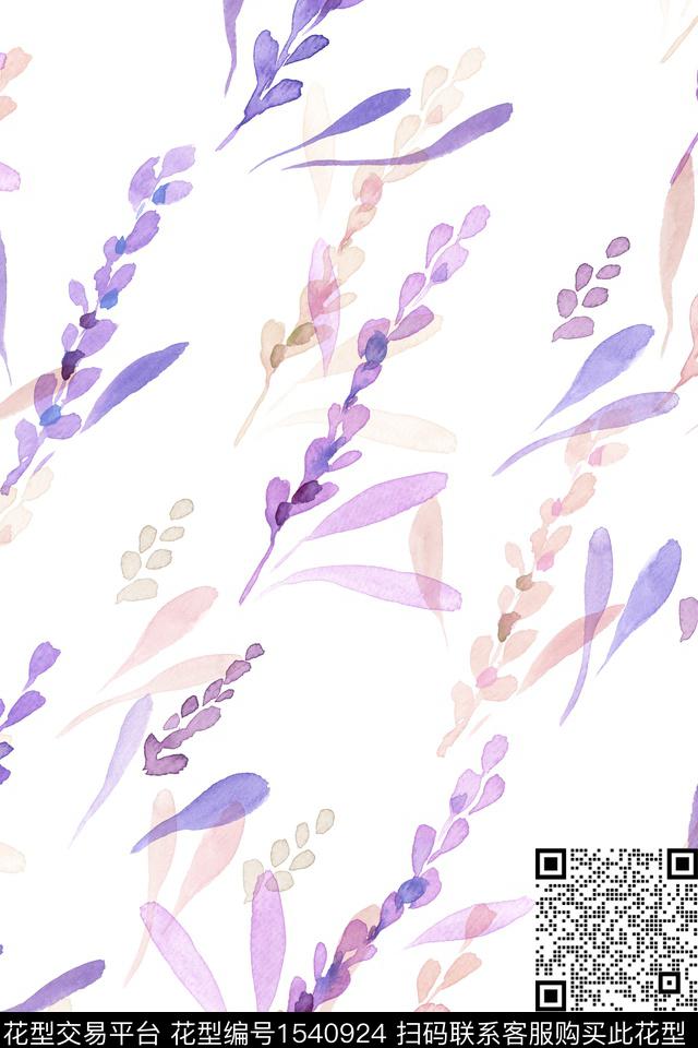 清爽水彩花卉数码印花华亿平台下载（图片编号: 1540924） - 瓦栏（Walan）