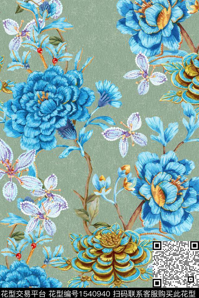 花卉民族风数码印花华亿平台下载（图片编号: 1540940） - 瓦栏（Walan）