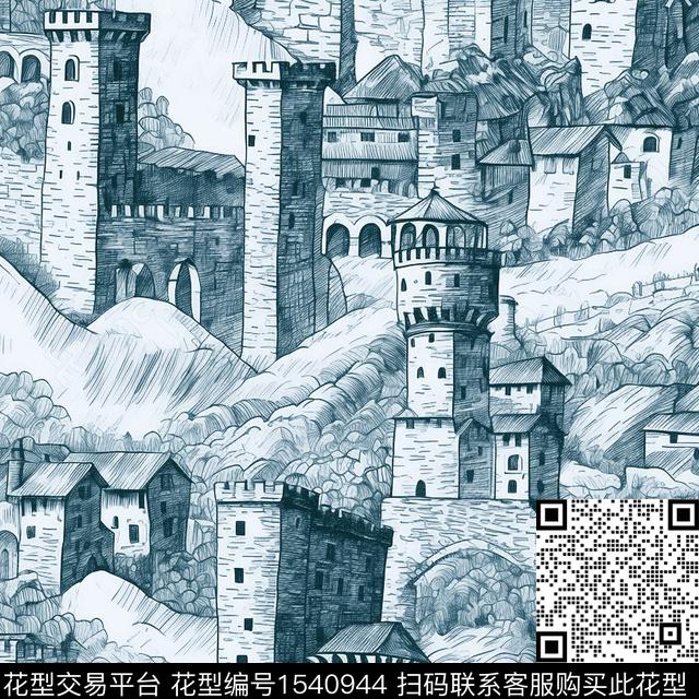 风景建筑楼塔数码印花华亿平台下载（图片编号: 1540944） - 瓦栏（Walan）