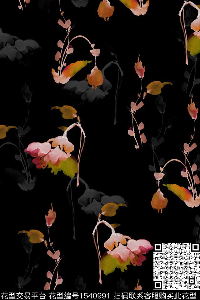 花卉水彩中老年数码印花华亿平台下载（图片编号: 1540991） - 瓦栏（Walan）
