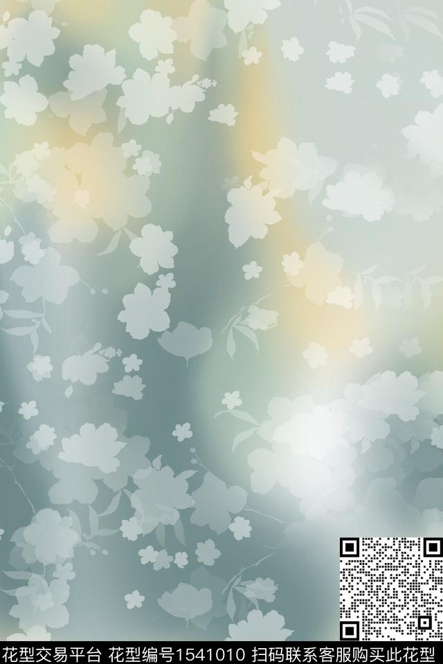 花卉剪影抽象数码印花华亿平台下载（图片编号: 1541010） - 瓦栏（Walan）