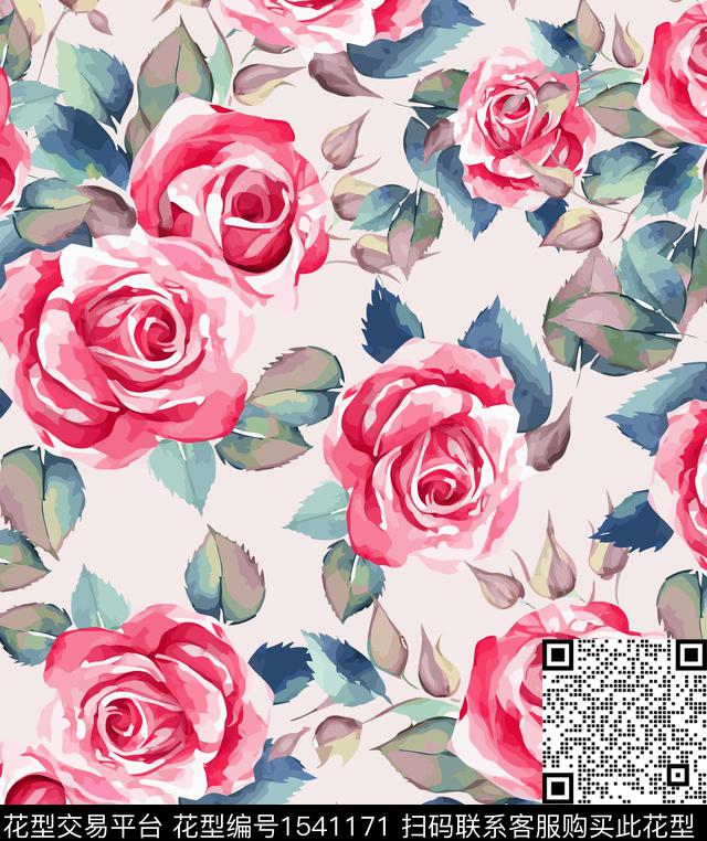 女装花卉连衣裙数码印花华亿平台下载（图片编号: 1541171） - 瓦栏（Walan）
