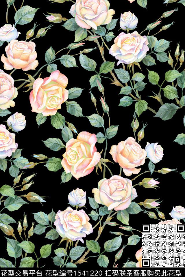 水彩绿植花卉数码印花华亿平台下载（图片编号: 1541220） - 瓦栏（Walan）