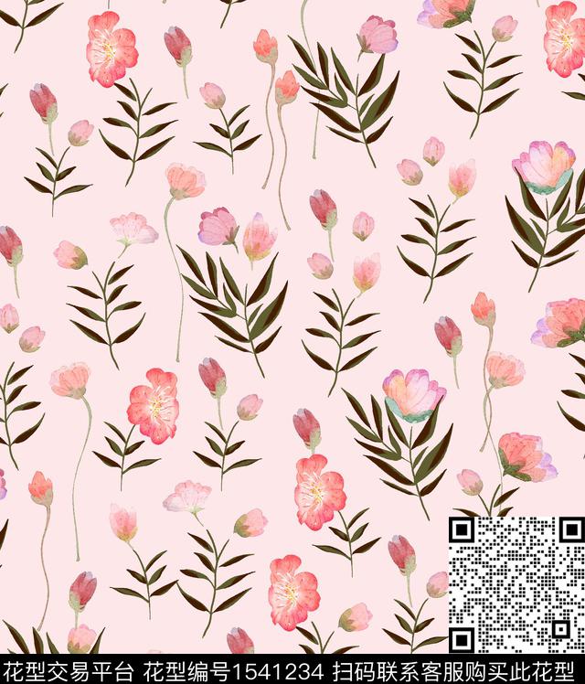 女装花卉连衣裙数码印花华亿平台下载（图片编号: 1541234） - 瓦栏（Walan）