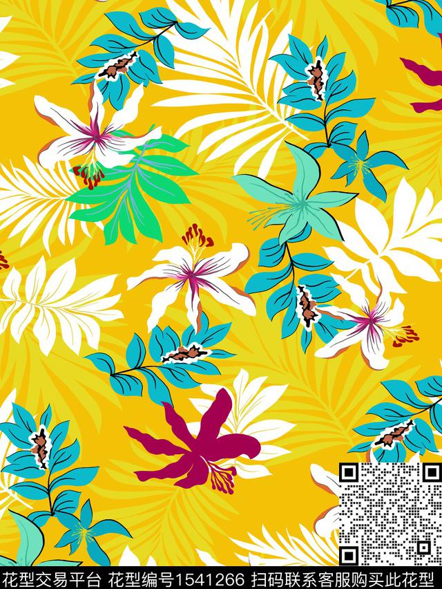 花卉满版散花连衣裙数码印花华亿平台下载（图片编号: 1541266） - 瓦栏（Walan）