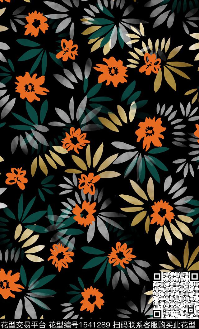 女装花卉连衣裙数码印花华亿平台下载（图片编号: 1541289） - 瓦栏（Walan）