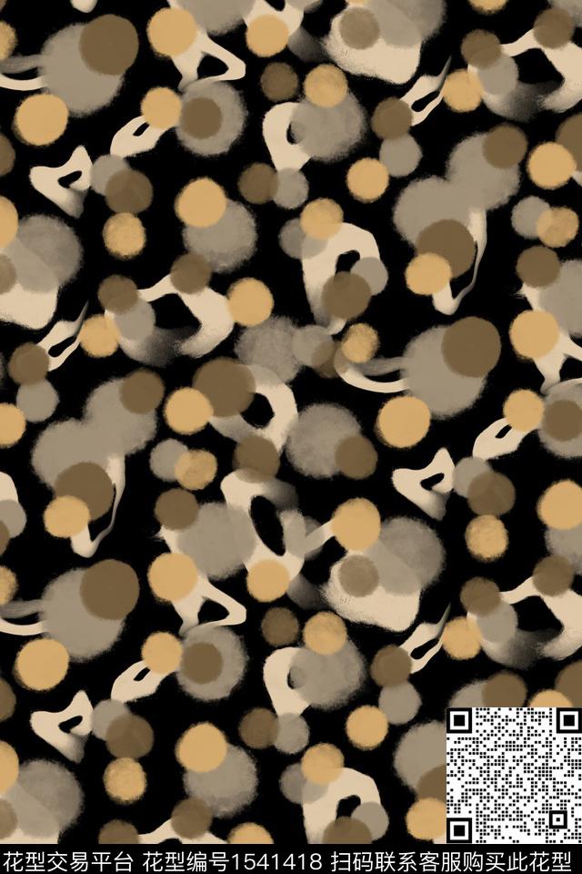 笔触波点几何数码印花华亿平台下载（图片编号: 1541418） - 瓦栏（Walan）