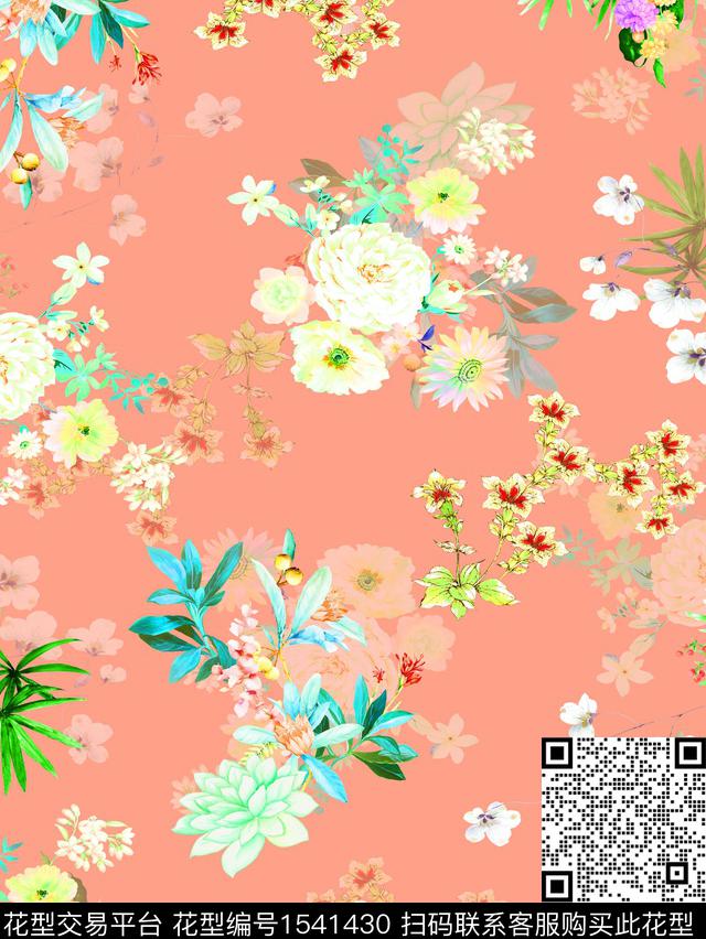 数码华亿平台满版散花碎花数码印花华亿平台下载（图片编号: 1541430） - 瓦栏（Walan）