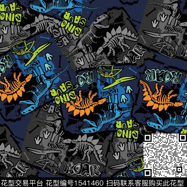 恐龙抽象男装卡通动物传统印花华亿平台下载（图片编号: 1541460） - 瓦栏（Walan）