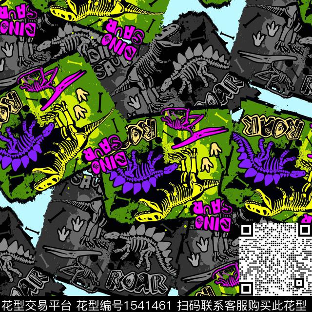 恐龙字母骨头数码印花华亿平台下载（图片编号: 1541461） - 瓦栏（Walan）