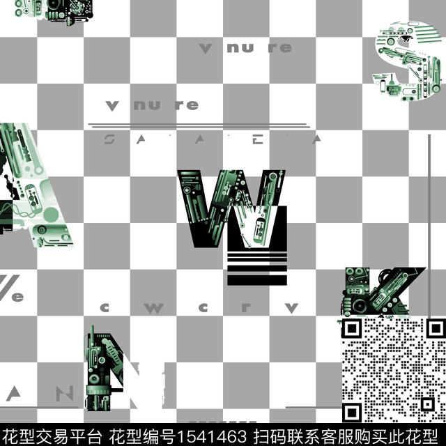 格子字母线条数码印花华亿平台下载（图片编号: 1541463） - 瓦栏（Walan）