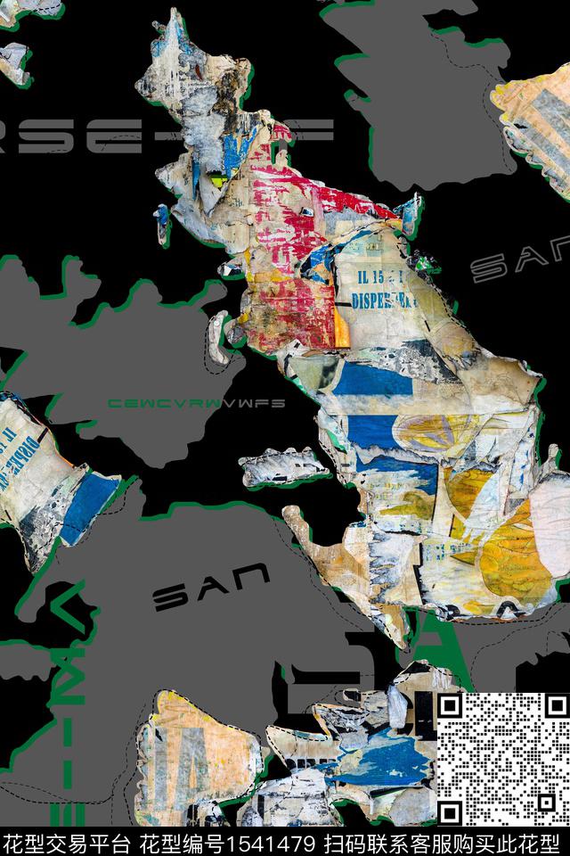 字母几何抽象男装传统印花华亿平台下载（图片编号: 1541479） - 瓦栏（Walan）