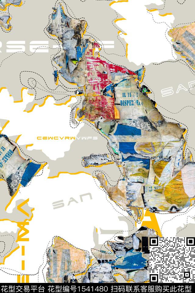 字母几何抽象男装传统印花华亿平台下载（图片编号: 1541480） - 瓦栏（Walan）