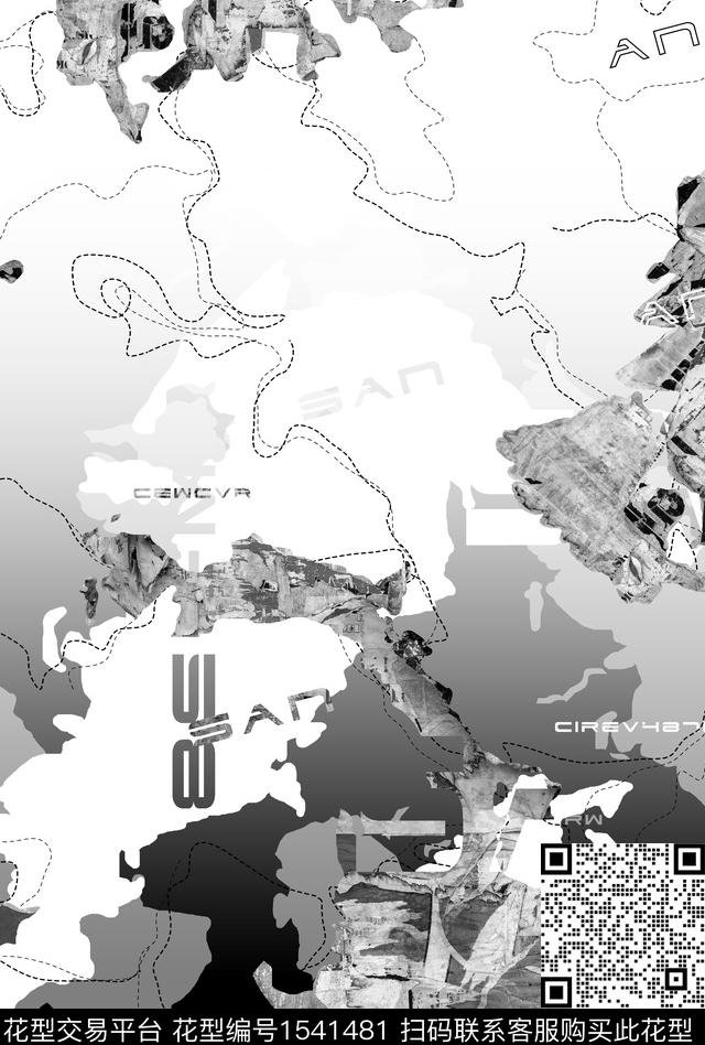 字母定位抽象男装数码印花华亿平台下载（图片编号: 1541481） - 瓦栏（Walan）