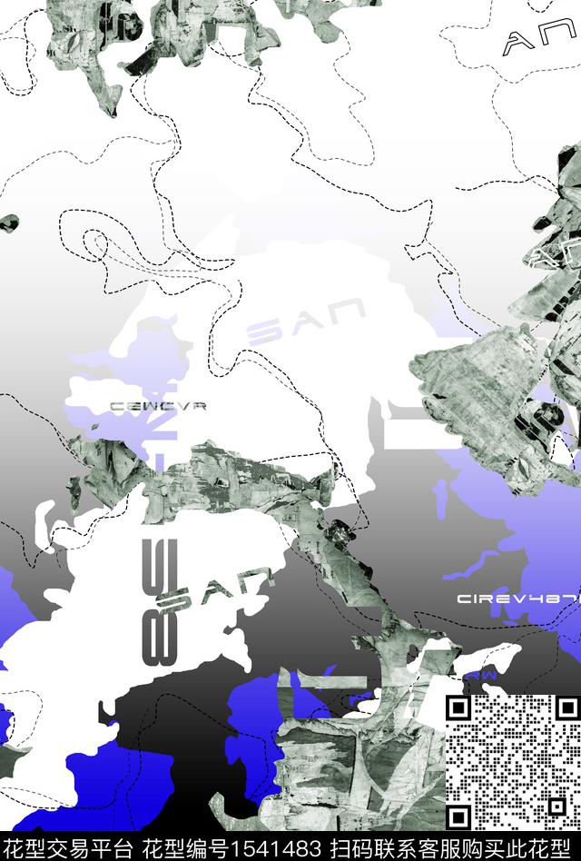 线条定位花几何传统印花华亿平台下载（图片编号: 1541483） - 瓦栏（Walan）