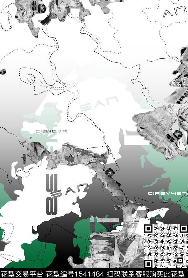 线条定位花几何传统印花华亿平台下载（图片编号: 1541484） - 瓦栏（Walan）