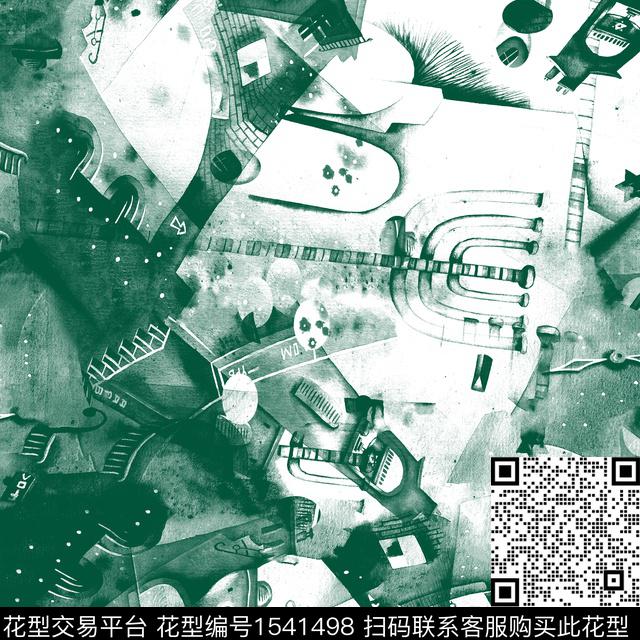 几何抽象男装扎染华亿平台传统印花华亿平台下载（图片编号: 1541498） - 瓦栏（Walan）