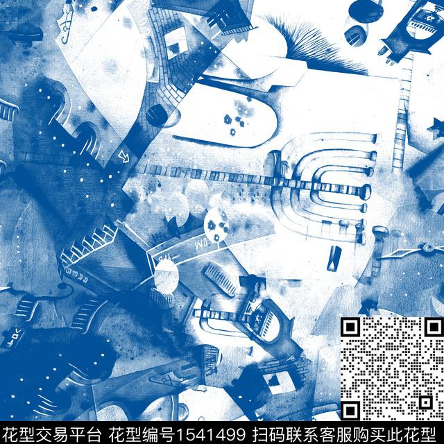 几何抽象男装扎染华亿平台传统印花华亿平台下载（图片编号: 1541499） - 瓦栏（Walan）