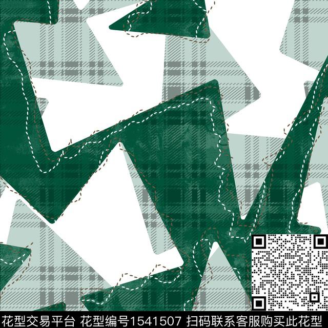 几何抽象男装格子传统印花华亿平台下载（图片编号: 1541507） - 瓦栏（Walan）