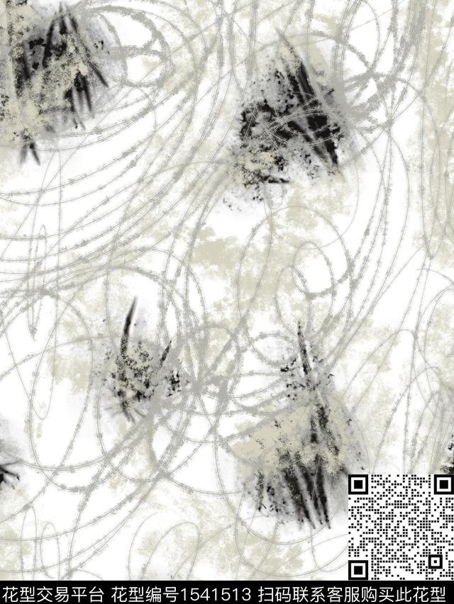 线条抽象创意数码印花华亿平台下载（图片编号: 1541513） - 瓦栏（Walan）