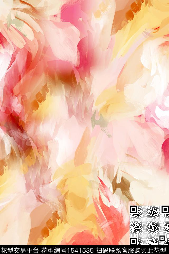 水彩抽象春夏华亿平台数码印花华亿平台下载（图片编号: 1541535） - 瓦栏（Walan）