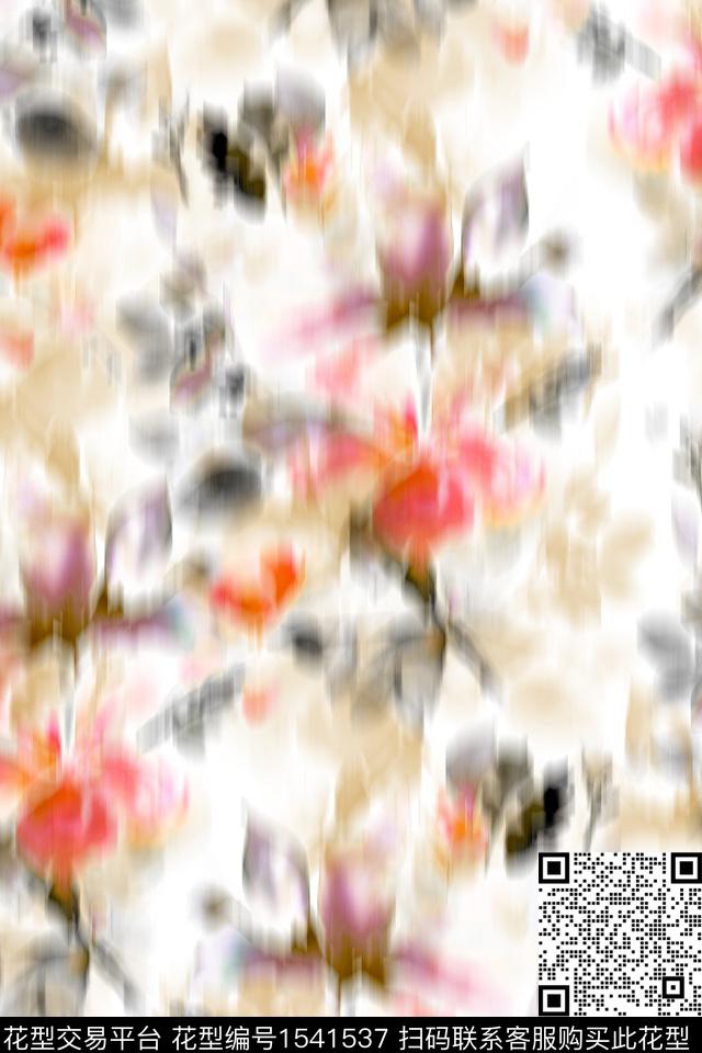 模糊花卉抽象春夏华亿平台数码印花华亿平台下载（图片编号: 1541537） - 瓦栏（Walan）