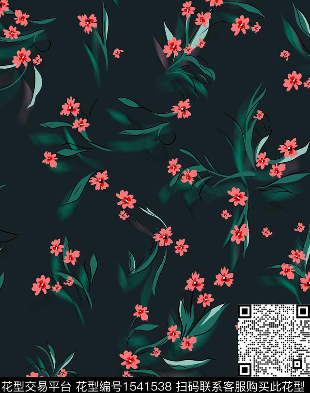 女装花卉连衣裙数码印花华亿平台下载（图片编号: 1541538） - 瓦栏（Walan）