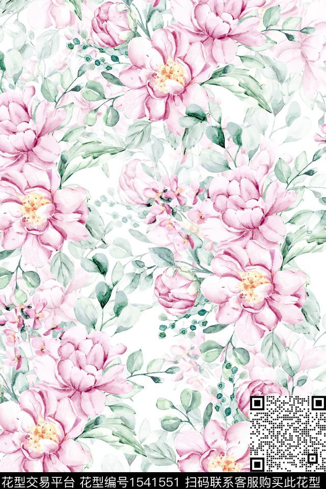 清爽数码印花花卉数码印花华亿平台下载（图片编号: 1541551） - 瓦栏（Walan）