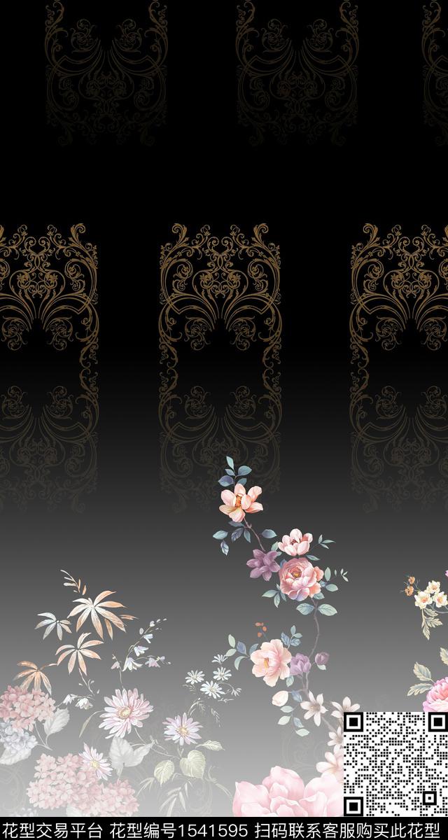 花卉定位花纹数码印花华亿平台下载（图片编号: 1541595） - 瓦栏（Walan）