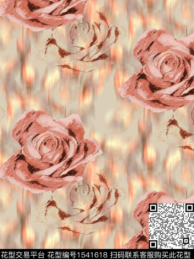 中东大花花卉数码印花华亿平台下载（图片编号: 1541618） - 瓦栏（Walan）