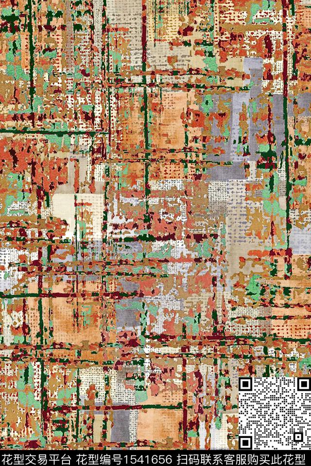 抽象几何格子数码印花华亿平台下载（图片编号: 1541656） - 瓦栏（Walan）