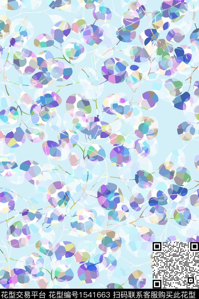 抽象圆叶子数码印花华亿平台下载（图片编号: 1541663） - 瓦栏（Walan）