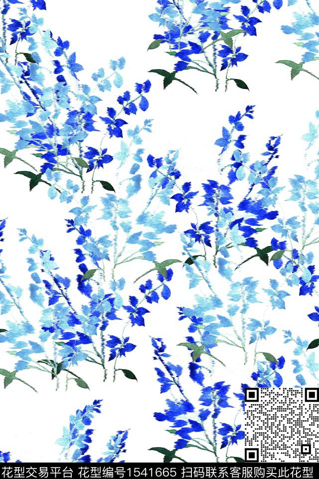 花卉风纹清爽数码印花华亿平台下载（图片编号: 1541665） - 瓦栏（Walan）