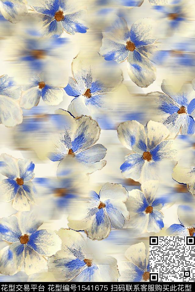 水彩花卉肌理数码印花华亿平台下载（图片编号: 1541675） - 瓦栏（Walan）