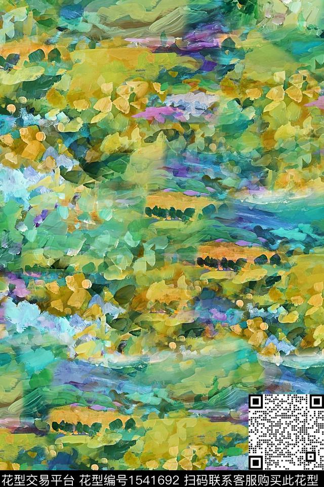 抽象油画肌理数码印花华亿平台下载（图片编号: 1541692） - 瓦栏（Walan）