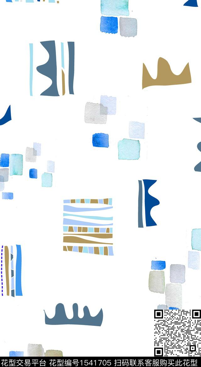 抽象水彩几何传统印花华亿平台下载（图片编号: 1541705） - 瓦栏（Walan）