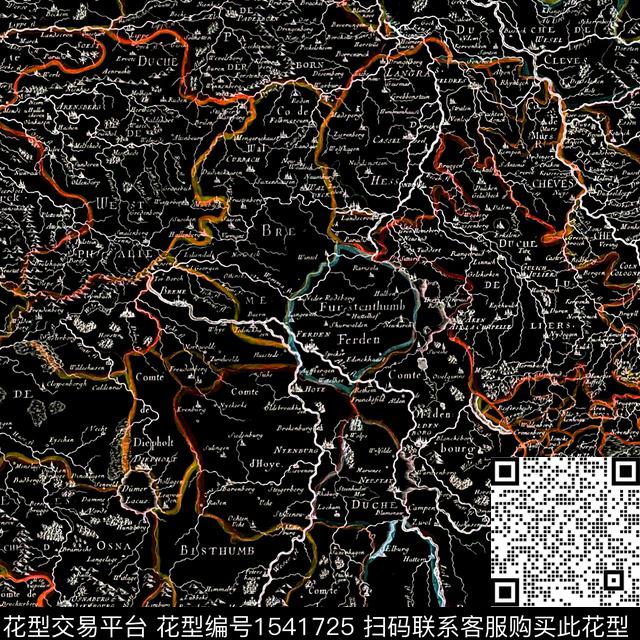 线条地图map数码印花华亿平台下载（图片编号: 1541725） - 瓦栏（Walan）