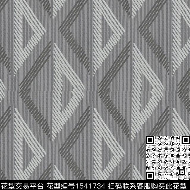 立体几何男装满版花数码印花华亿平台下载（图片编号: 1541734） - 瓦栏（Walan）