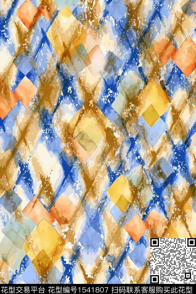 格子抽象几何数码印花华亿平台下载（图片编号: 1541807） - 瓦栏（Walan）