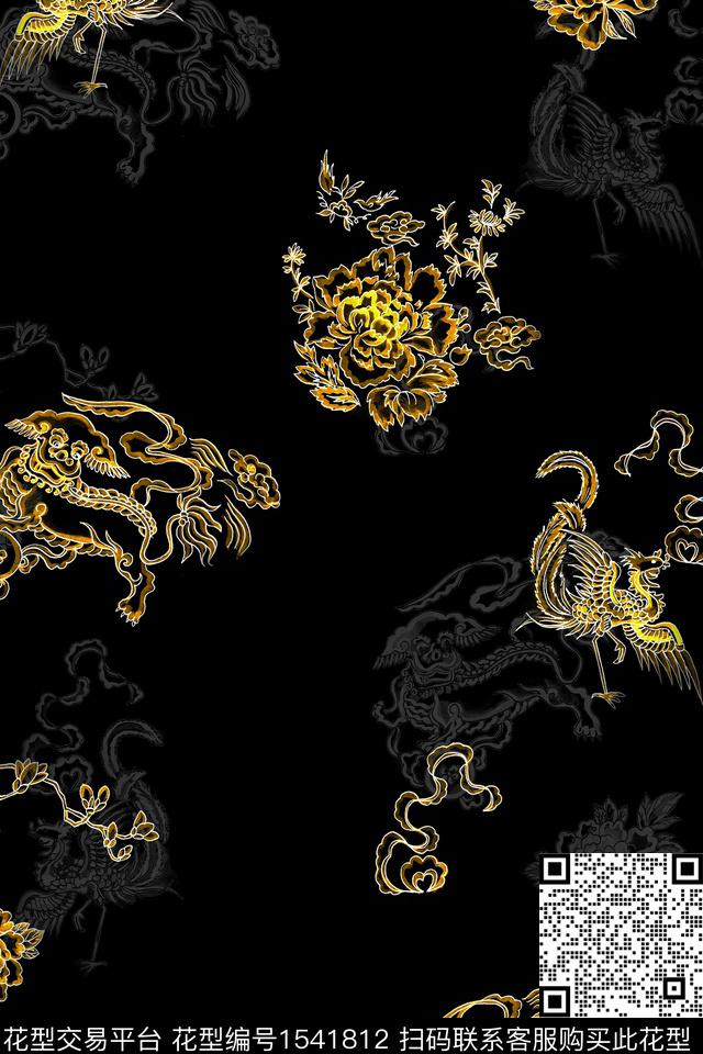 中国风中老年真丝数码印花华亿平台下载（图片编号: 1541812） - 瓦栏（Walan）