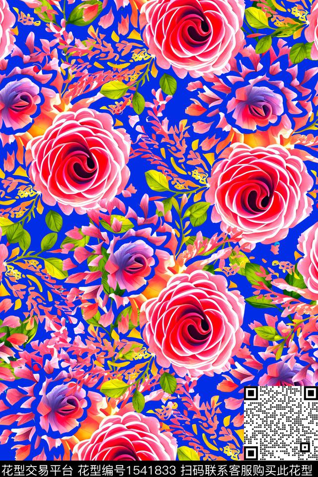 花卉大花数码华亿平台数码印花华亿平台下载（图片编号: 1541833） - 瓦栏（Walan）