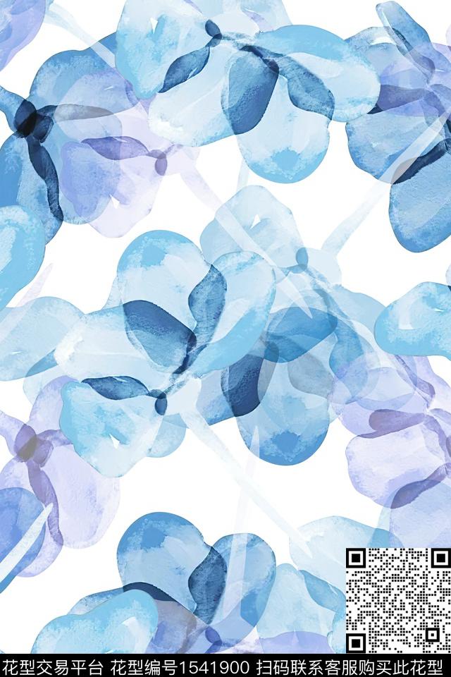抽象花卉水彩肌理数码印花华亿平台下载（图片编号: 1541900） - 瓦栏（Walan）