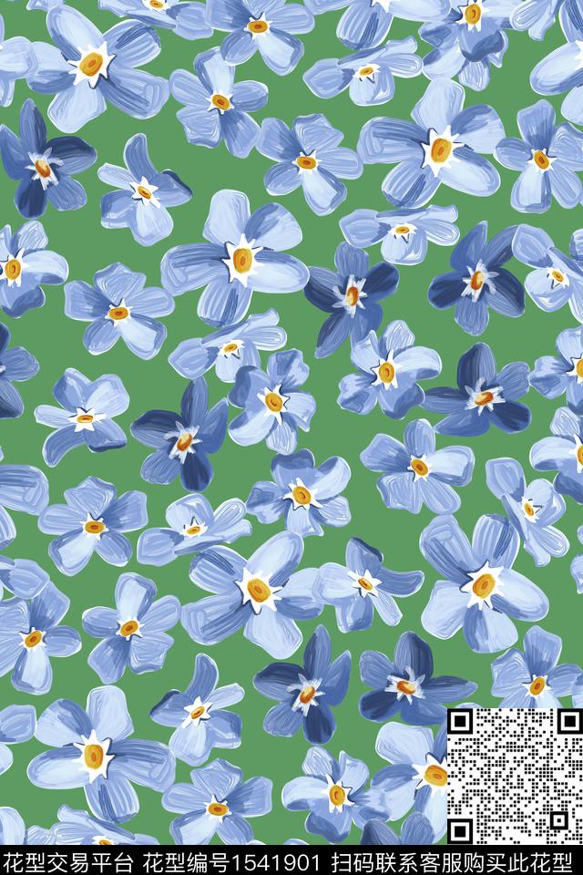 小碎花笔触油画数码印花华亿平台下载（图片编号: 1541901） - 瓦栏（Walan）