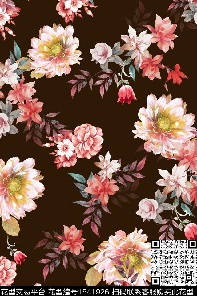 花卉中老年满版散花数码印花华亿平台下载（图片编号: 1541926） - 瓦栏（Walan）