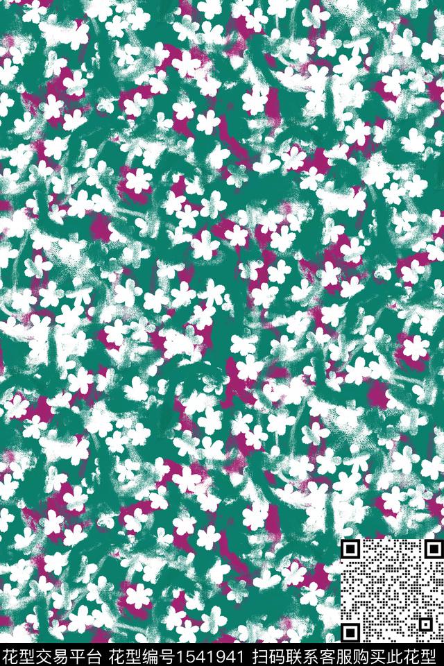 花卉小碎花笔触数码印花华亿平台下载（图片编号: 1541941） - 瓦栏（Walan）